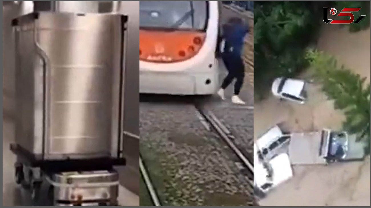 فیلم / از حمله مجرم به پلیس با چاقو تا خارج شدن قطار از ریل + فیلم
