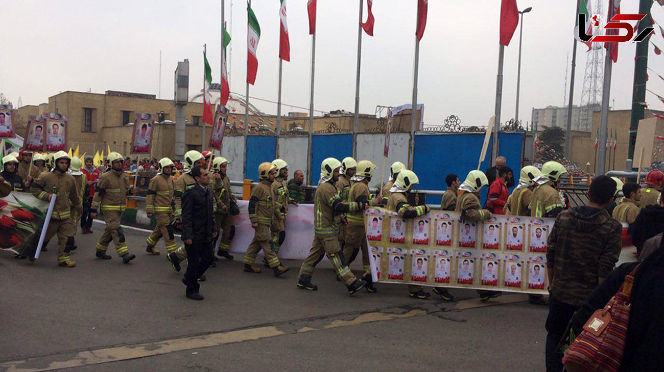 حضور آتش نشانان در مراسم راهپیمایی 22 بهمن+فیلم