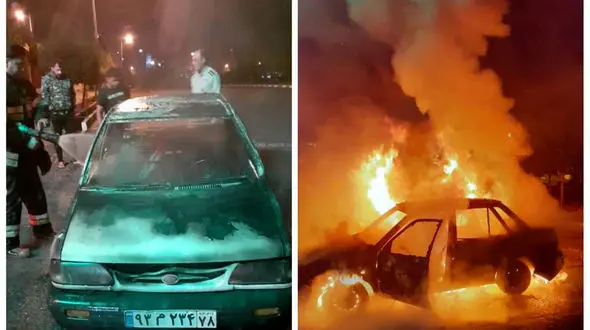 عکس /  پراید جزغاله شد