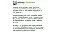 تبریک شهردار لندن به اصغر فرهادی 