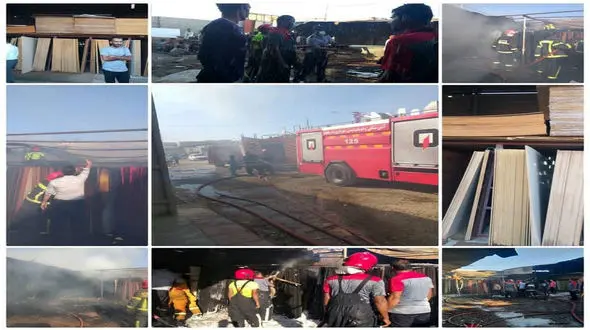 آتش سوزی  در انبار بزرگ ام دی اف چابهار