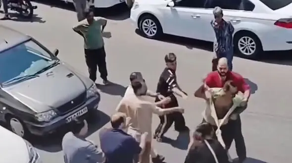فیلم کتک خوردن 2 زن توسط یک مرد گیلانی وسط خیابان /مرد خشمگین از همسرش حمایت کرد