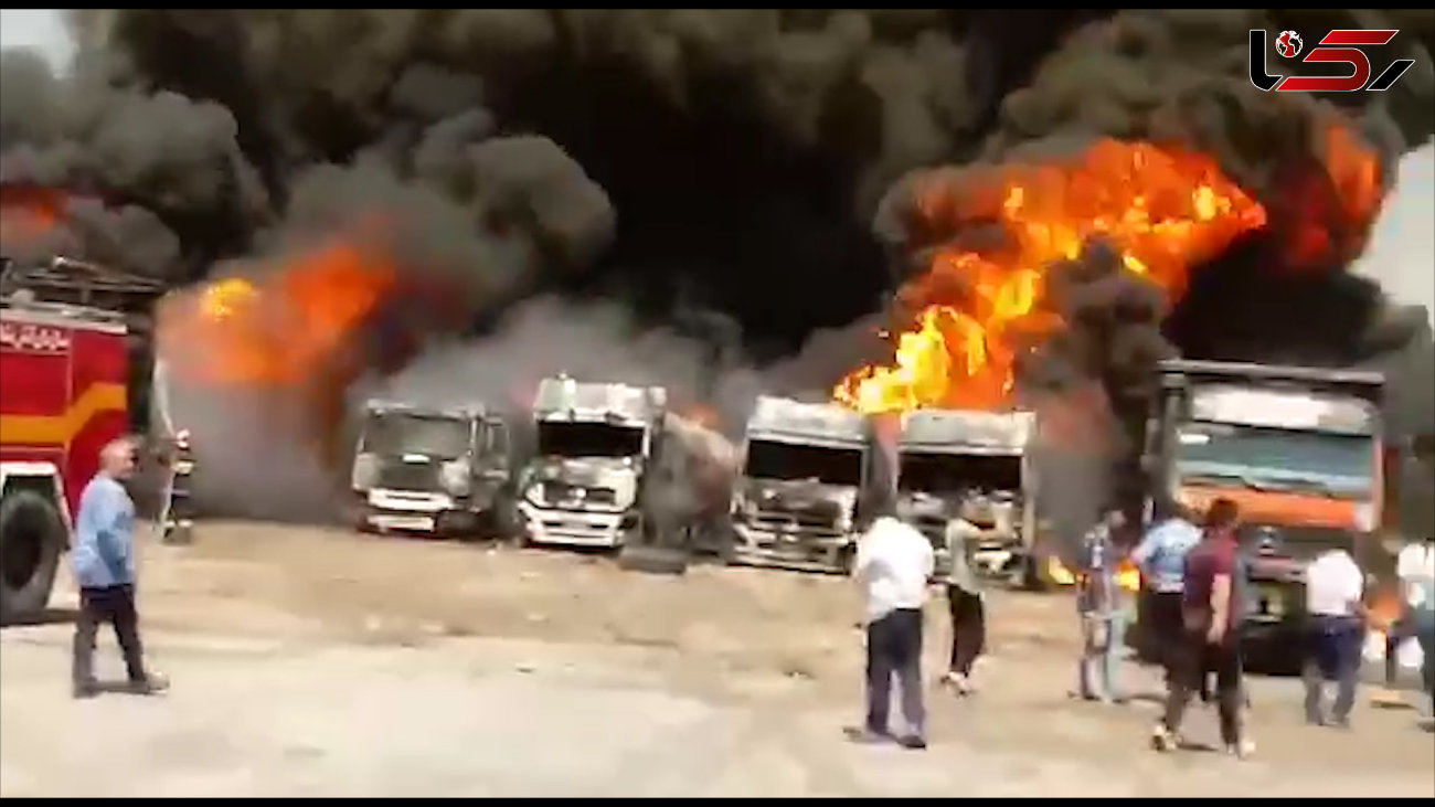 انفجار بزرگ در کرمانشاه  / 6 تریلی پر از بنزین منفجر شدند + فیلم 