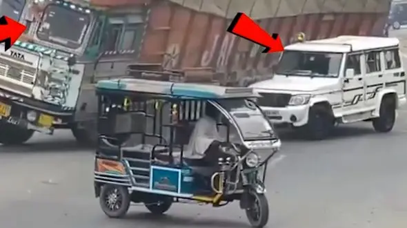 فیلم مرگ دلخراش راننده شاسی بلند در هند