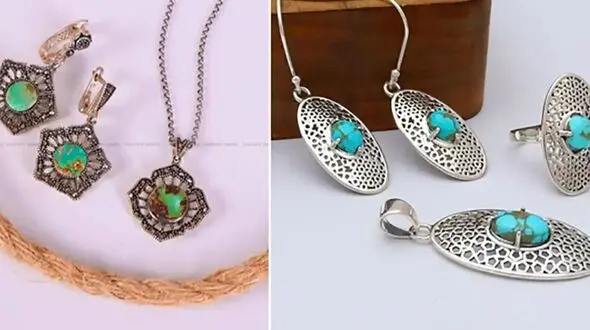 سرویس جواهرات فیروزه لاکچری مخصوص خانم های شیک پوش + 15 طرح برتر