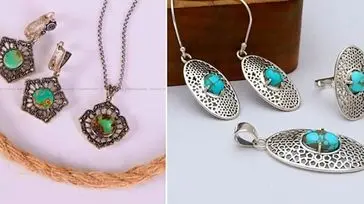 سرویس جواهرات فیروزه لاکچری مخصوص خانم های شیک پوش + 15 طرح برتر