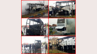 آتش سوزی وحشتناک اتوبوس مسافربری در جاده یزد + عکس باورنکردنی