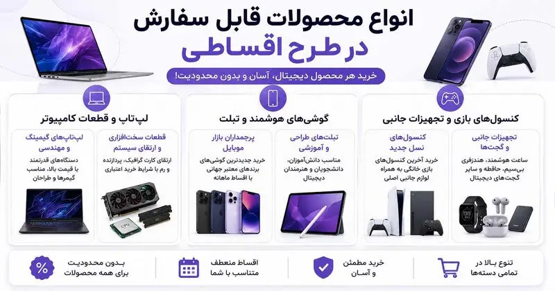 انواع محصولات قابل سفارش در طرح اقساطی
