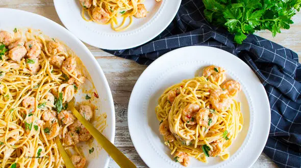 آموزش درست کردن پاستا با میگو +فیلم