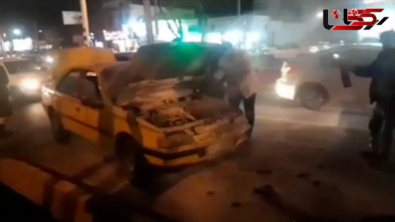 اقدام شجاعانه مامور پلیس راهور فردیس در مهار آتش خودرو / به احترامشان باید ایستاد