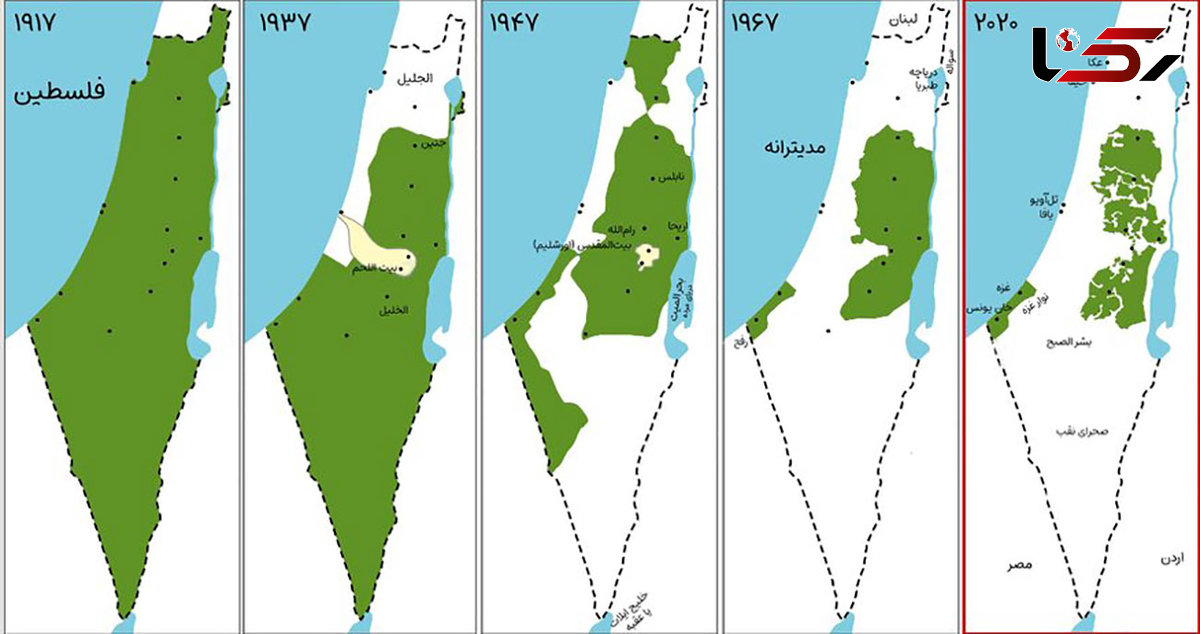 سرزمین های فلسطینی از ابتدا تاکنون + نقشه