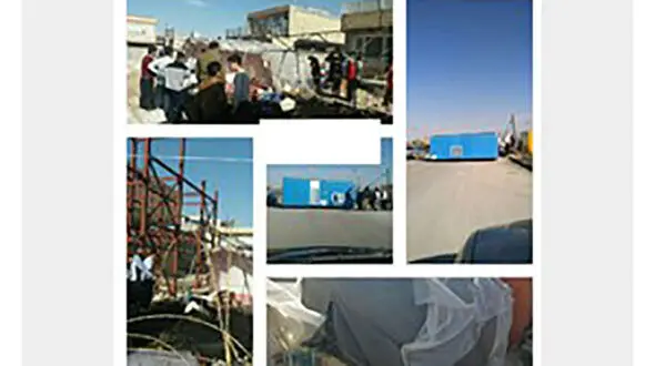 واژگونی کانکس زلزله زدگان در تندباد