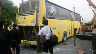 عکس / اتوبوس زائران کربلا از قم در اندیمشک آتش گرفت