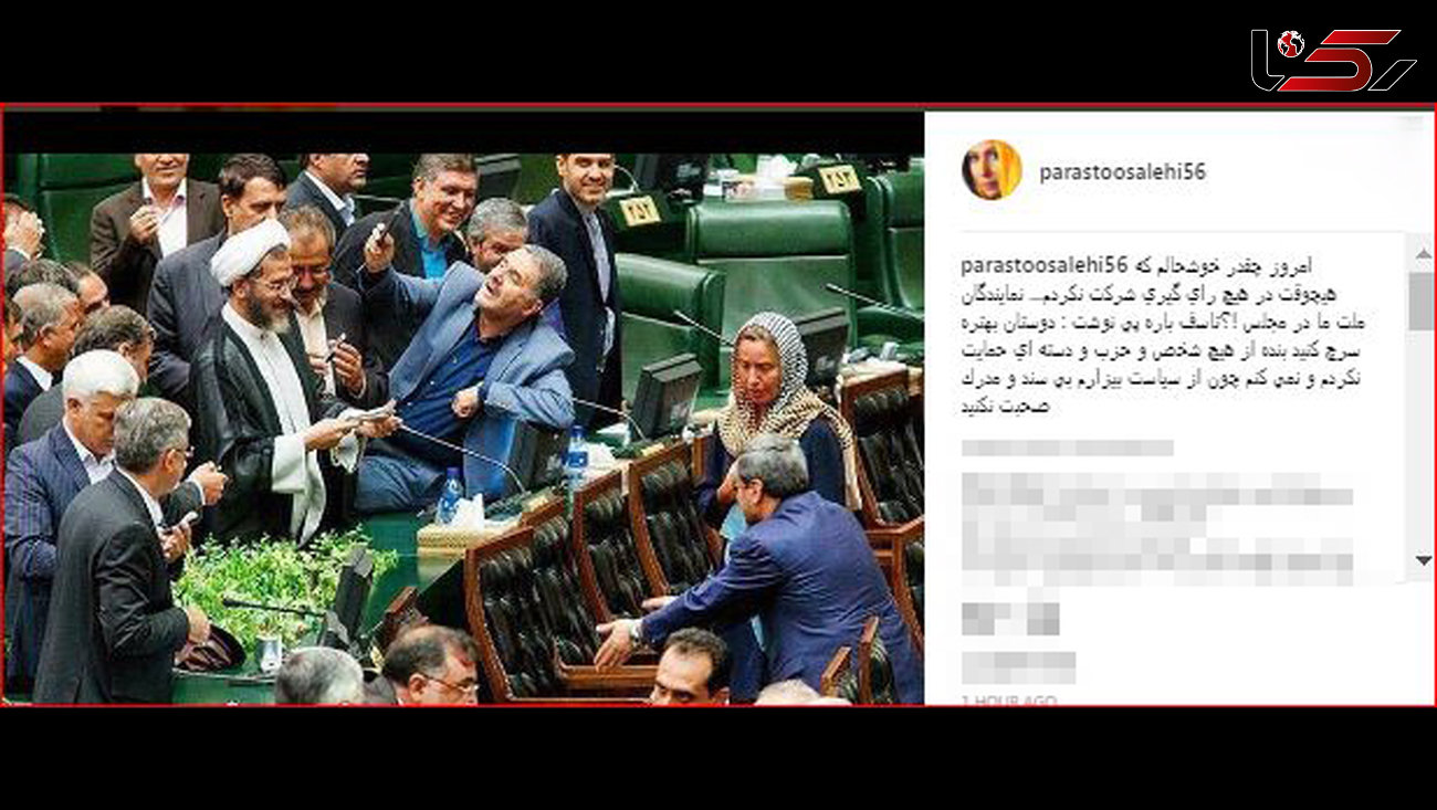 واکنش پرستو صالحی به سلفی نمایندگان مجلس با موگرینی / خوشحالم در هیچ انتخاباتی شرکت نکردم