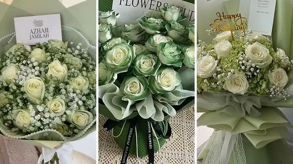زیباترین مدل‌ های دسته گل سبز و سفید لاکچری برای مجالس خاص