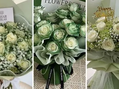 زیباترین مدل‌ های دسته گل سبز و سفید لاکچری برای مجالس خاص