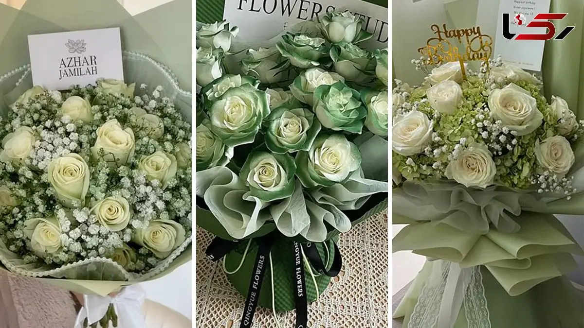 زیباترین مدل‌ های دسته گل سبز و سفید لاکچری برای مجالس خاص
