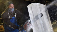 فیلم حیرت انگیز ساخت مجسمه خودرو با یخ