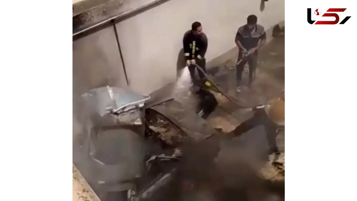  انفجار مخزن گاز و آتش‌سوزی یک پژو + فیلم