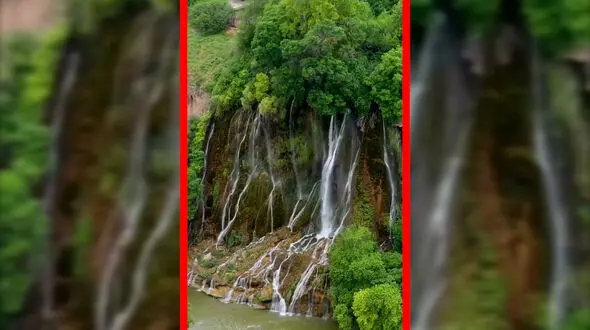 فیلم مناظر دیدنی آبشار بیشه از نمای هوایی