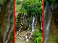 فیلم مناظر دیدنی آبشار بیشه از نمای هوایی