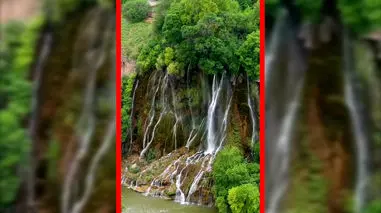 فیلم مناظر دیدنی آبشار بیشه از نمای هوایی