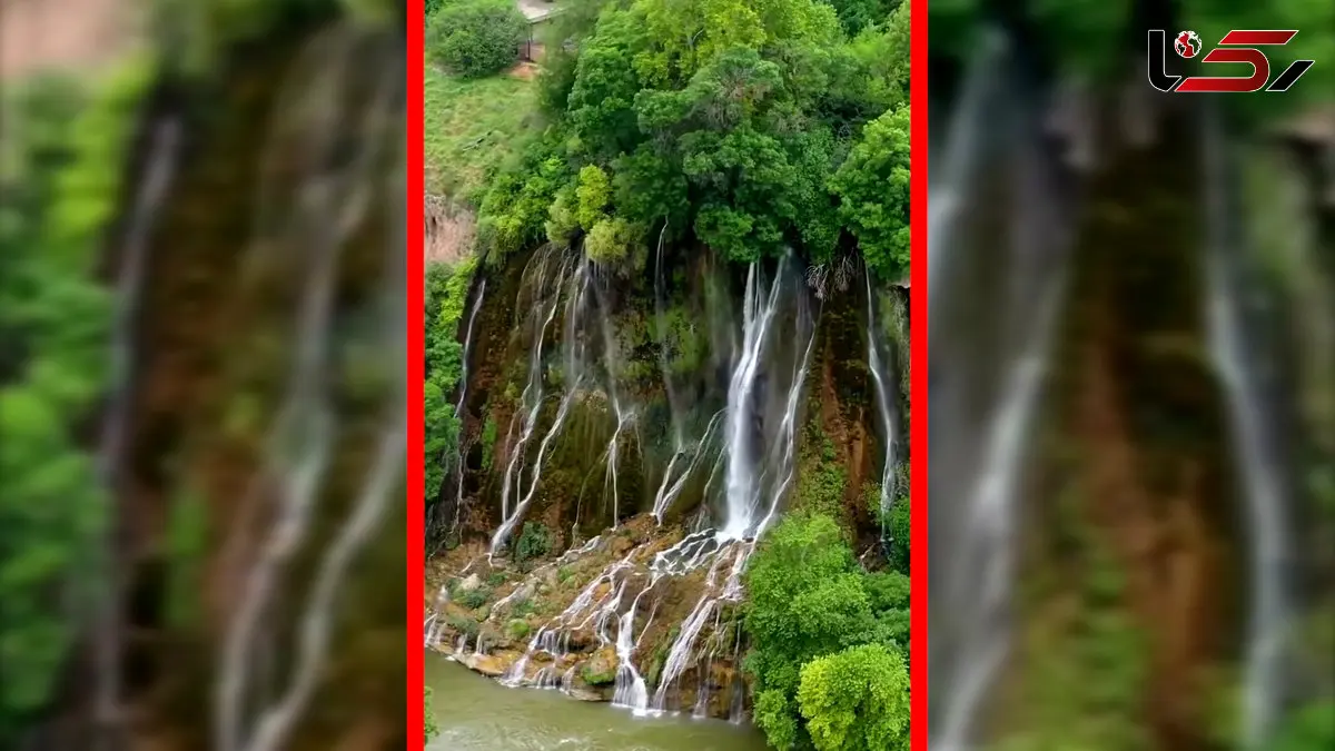 فیلم مناظر دیدنی آبشار بیشه از نمای هوایی