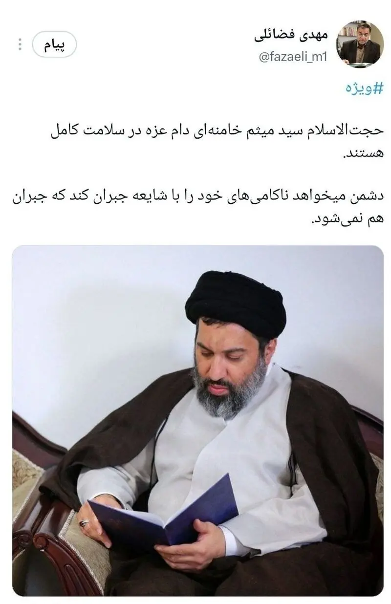 توییت درباره میثم خامنه ای
