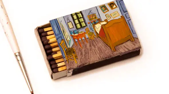 نقاشی مینیاتوری آثار ون گوگ روی قوطی کبریت +عکس