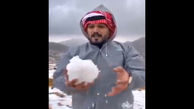 بارش شدید برف در عربستان همه را غافلگیر کرد + فیلم