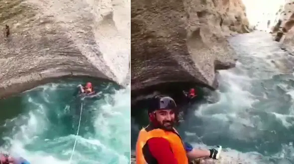 فیلم تمرین تور گردشگری درگرداب دره کوه خرسون دزفول / اینجا فاجعه رخ داد + عکس