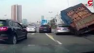 ببینید چه حادثه وحشتناکی برای خودروی شاسی بلند در اتوبان رخ داد!+ فیلم و عکس