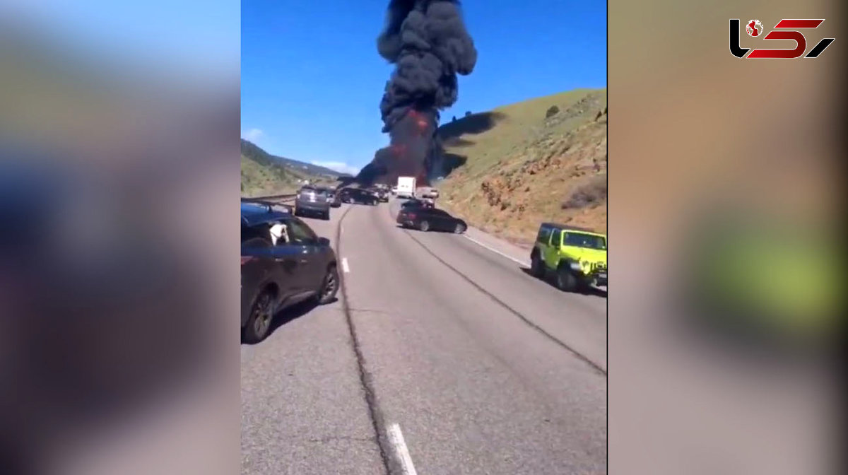 تصادف تانکر سوخت منجر به انفجار آتش و دود در I-70 در نزدیکی گلدن، کلرادو آمریکا شد