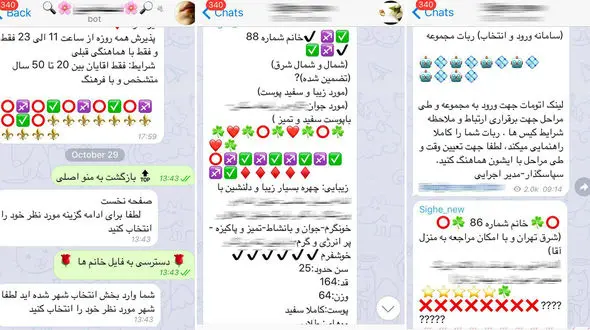 ربات‌های صیغه یاب در تلگرام برای امور غیراخلاقی! + تصاویر