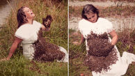 سلفی عجیب زن باردار با 20 هزار زنبور +عکس