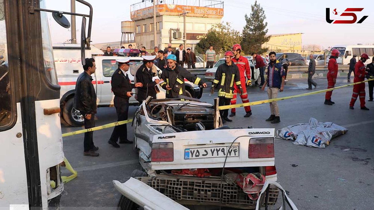 تصادف مرگبار اتوبوس با چند خودرو در بزرگراه آیت الله هاشمی رفسنجانی + تصاویر
