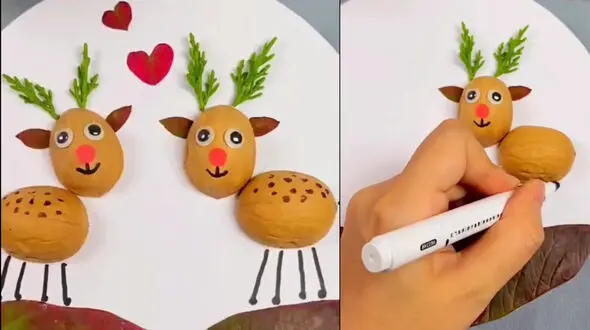 ساخت گوزن با گردو + فیلم