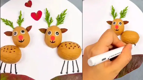 ساخت گوزن با گردو + فیلم