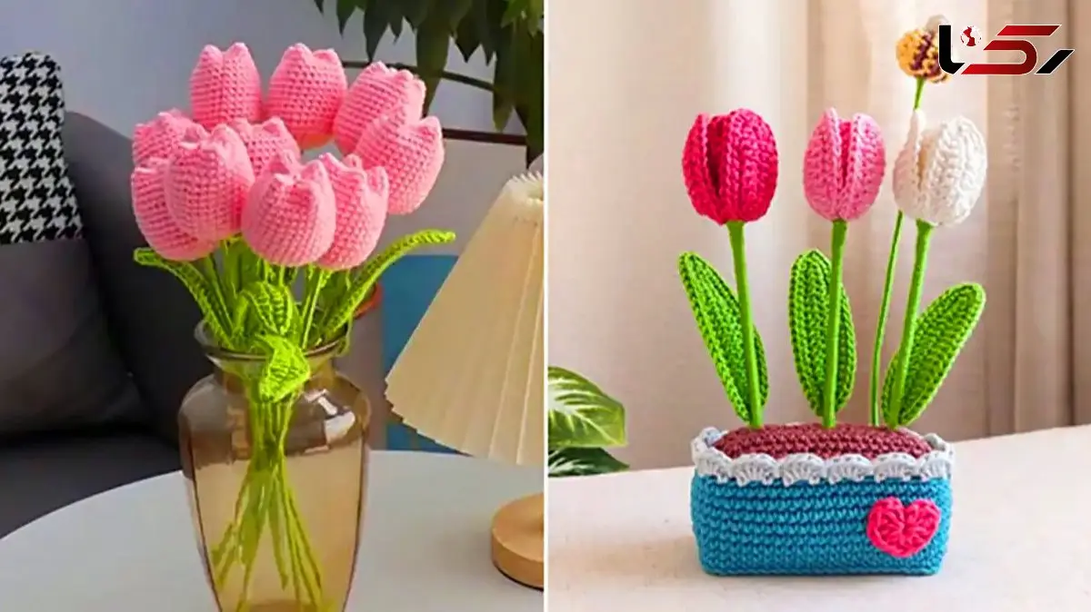 مدل‌ های خاص دسته گل‌ های فانتزی بافتنی برای دکوراسیون مدرن