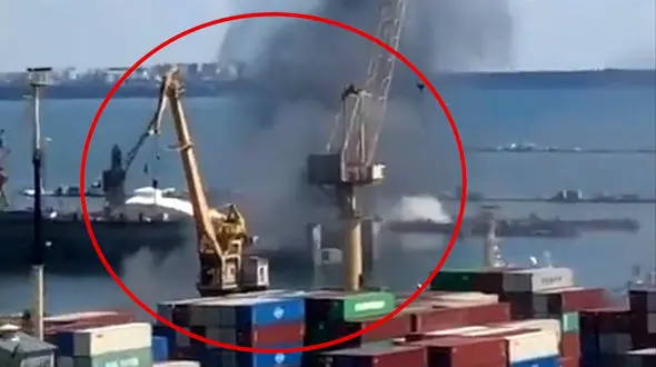 حمله موشکی به بندر دریای سیاه در اودسا+فیلم 