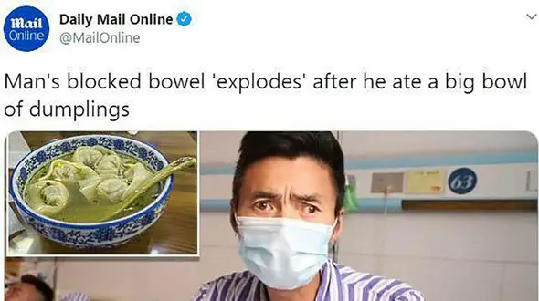 مرد چینی منفجر شد !  / او انسداد روده داشت + عکس