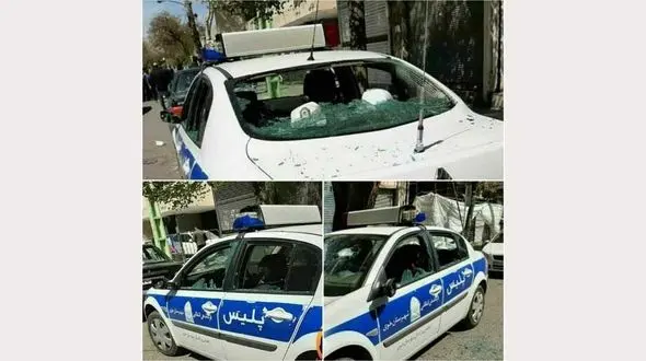 حمله وحشیانه یک مسافر به خودروی پلیس در خوی + عکس