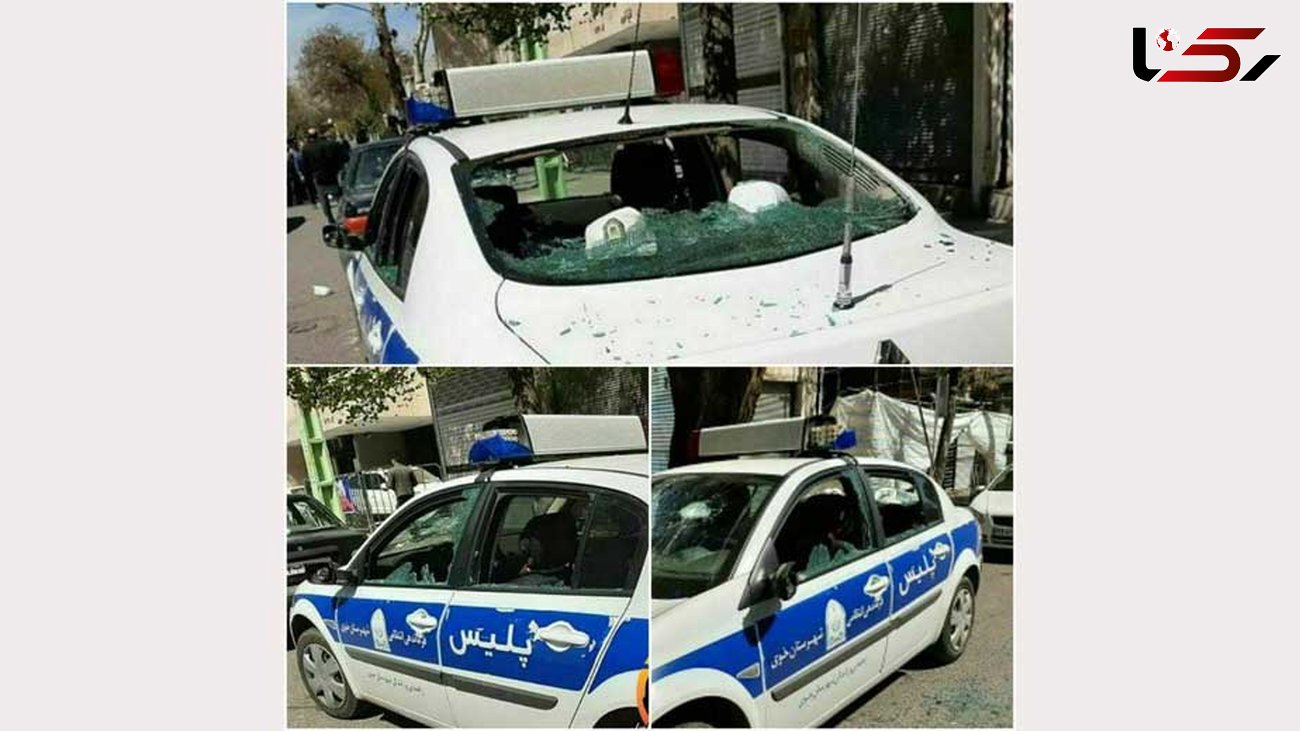 حمله وحشیانه یک مسافر به خودروی پلیس در خوی + عکس