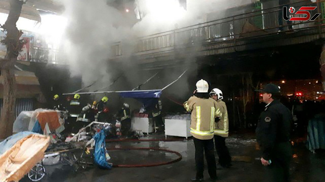 آتش‌سوزی گسترده در سرای کفش میدان 17 شهریور مشهد
