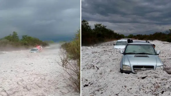 توفان و تگرگ سرزمین مارداونا را شوکه کرد+ تصاویر