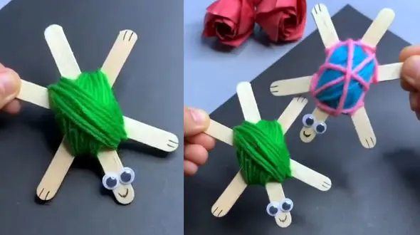 طرز ساخت لاک پشت با چوب بستنی + فیلم