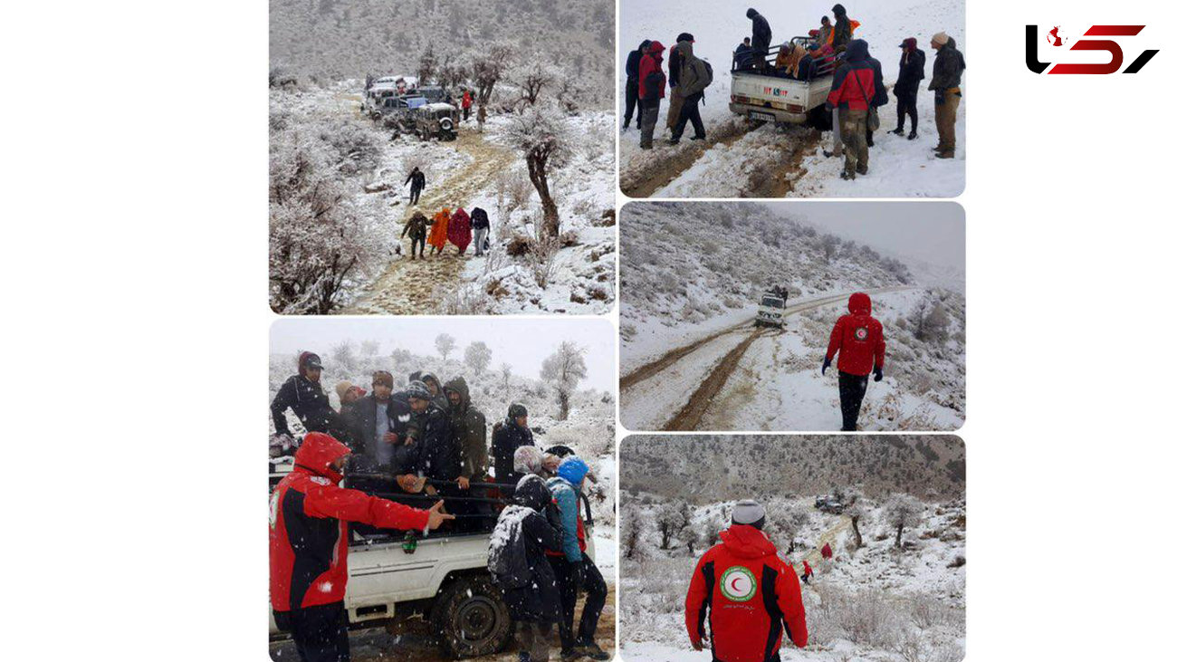 نجات جان ۲۳ گردشگر گرفتار در برف‌های کوه‌های سپیدان+ عکس