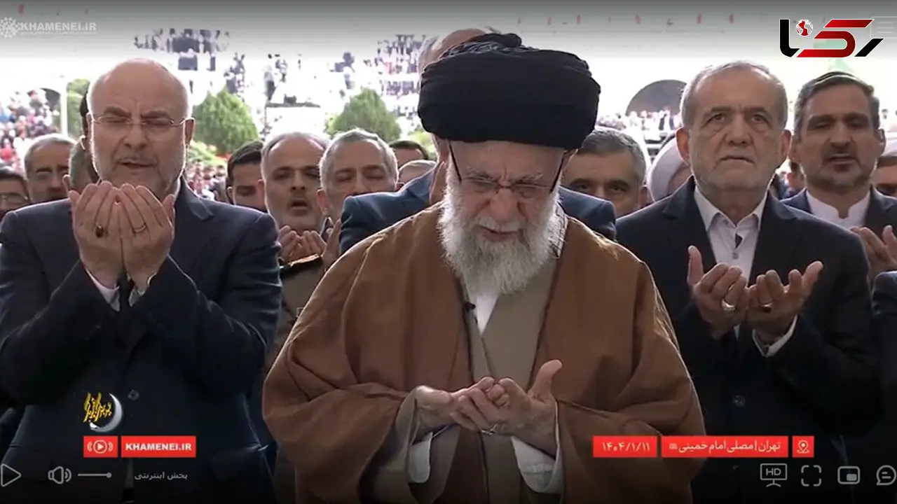 عکسی متفاوت از پزشکیان و قالیباف در نماز عید فطر به امامت رهبر انقلاب 