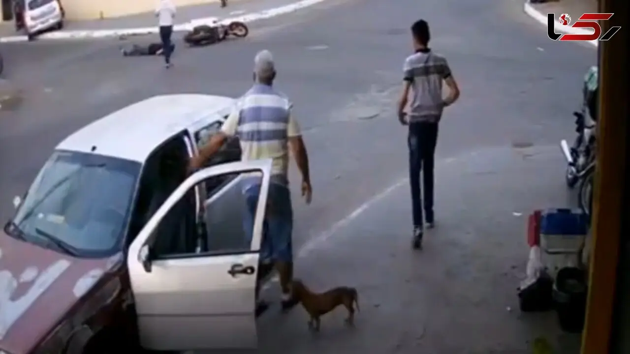 تصادف دلخراش خودرو با موتور سیکلت + فیلم