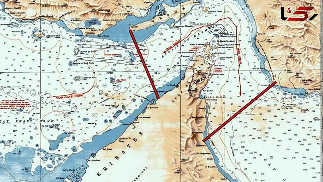 عکس / انتشار نقشه محدوده جدید تحت کنترل ایران در تنگه هرمز توسط سپاه / از جنوب خط بین کوه مبارک در ایران و جنوب فجیره در امارات / از غرب خط بین انتهای جزیره قشم در ایران و ام القیوین در امارات 